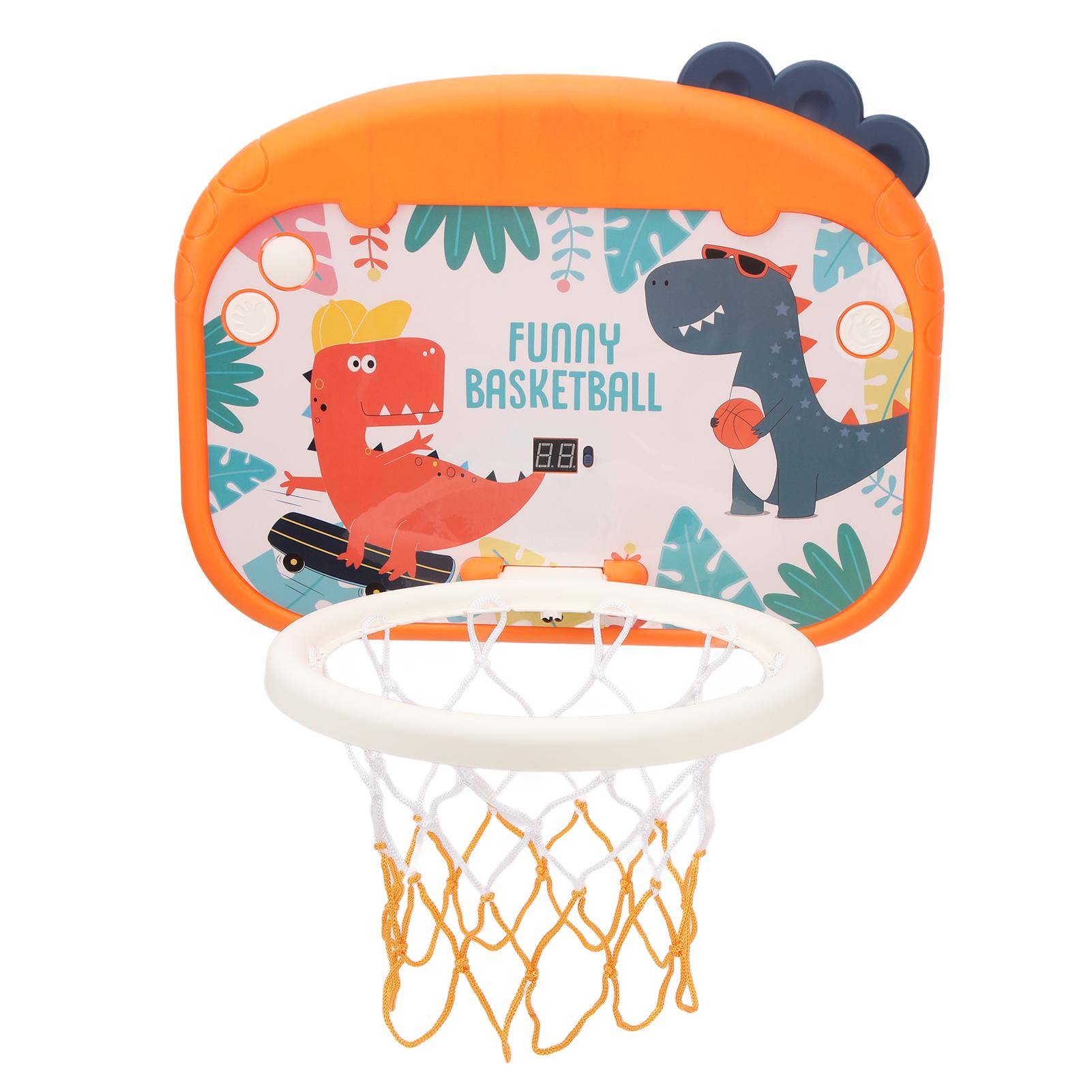 Dinosaur Mini Basketball Hoop with Light Sensor Scoreboard Adjustable Height Wall Mount Basketball Hoop for Kids