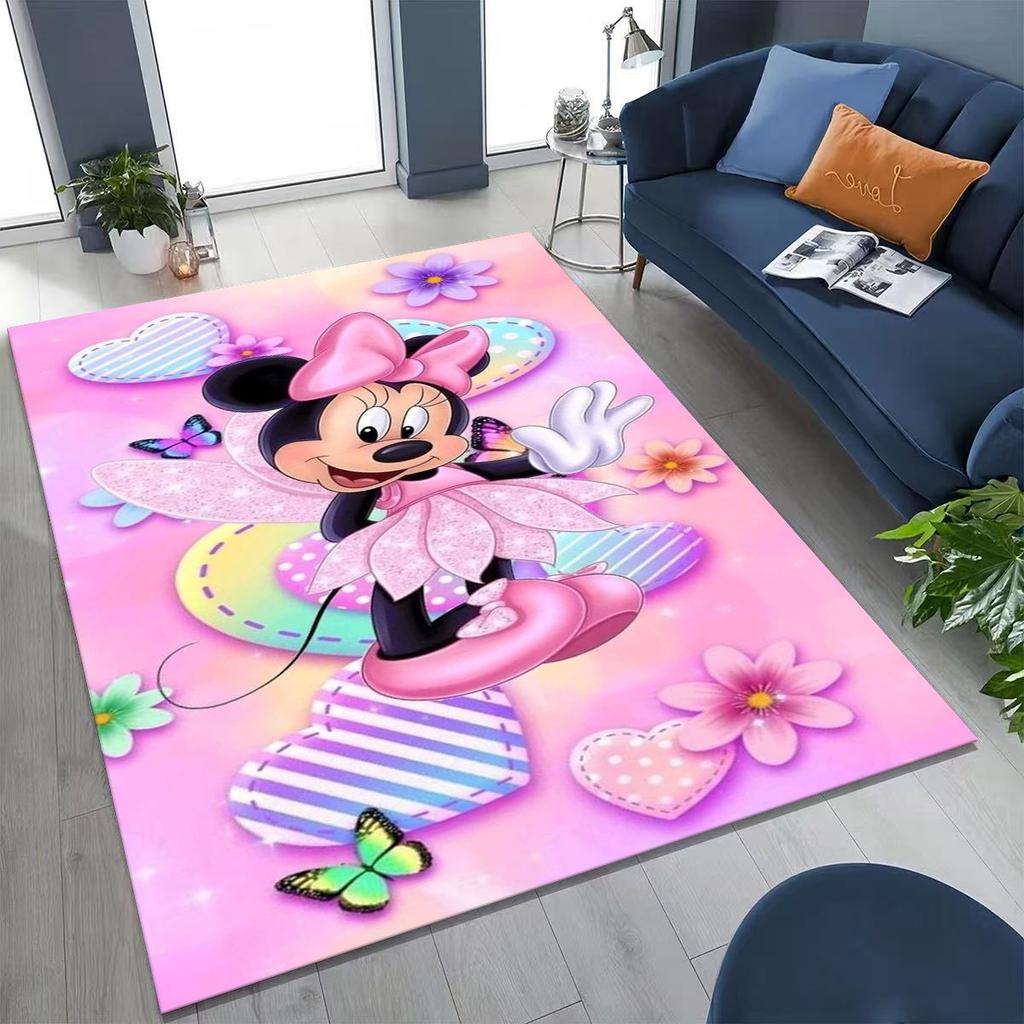 3D Tištěný Kreslený Koberec Minnie Mickey Mouse do Ložnice Obývacího Pokojí Pohovky Domu Rohožka Dekorace, Velký Dětský Protiskluzový Podlahový Koberec Dárek