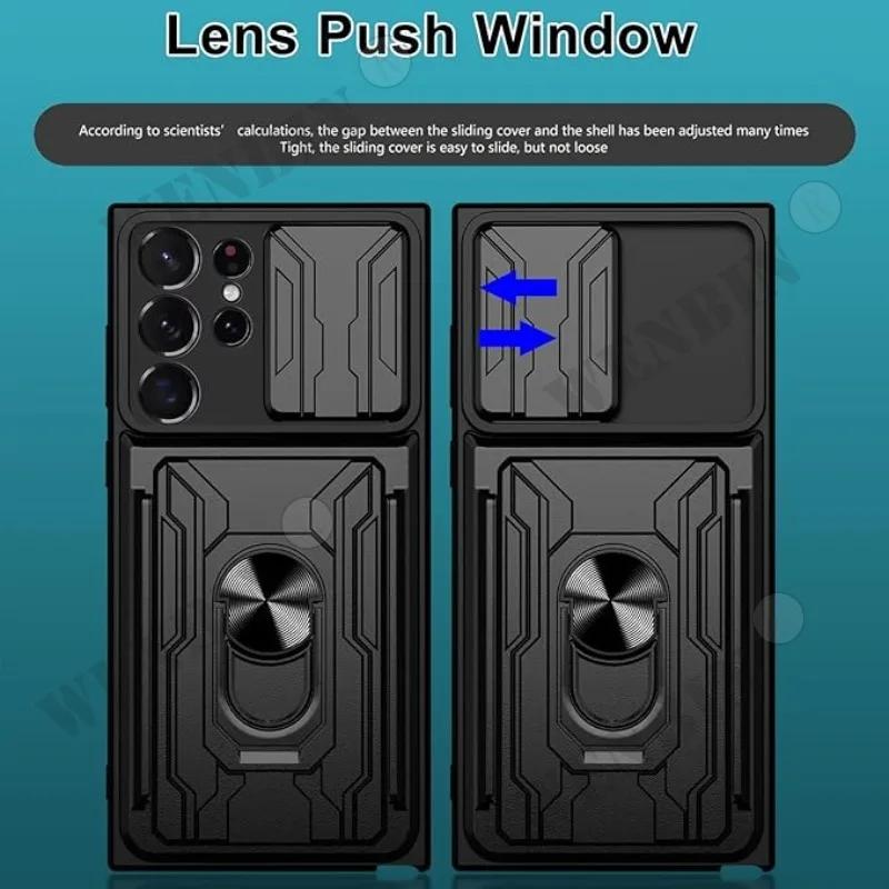 Hoesje Voor Samsung S2 S24 Ultra A6 A G Standaard Ring Camera Militaire Kwaliteit Kaartsleuf Cover Coque Capa Fundas
