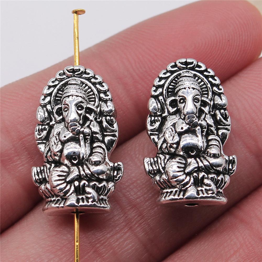 10pcs Ganesha Beads Elephant Beads For Jewelry Making Antique Gold Color Bronze Silver Color Pendants DIY Crafts Making Findings