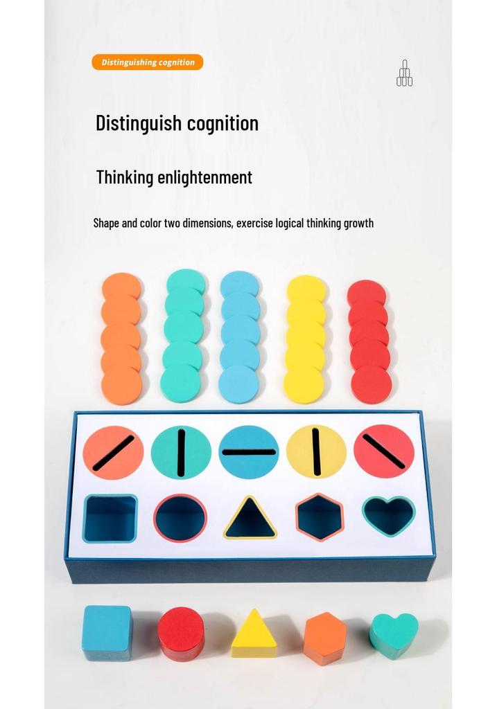 Montessori Shape & Color Recognition Wooden Sorting Box for Kids