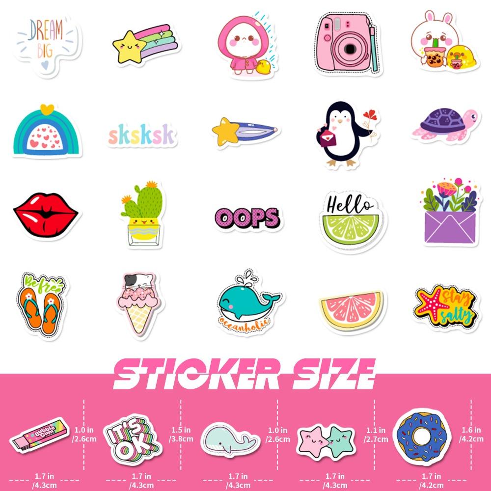 Cute 100Pcs Kawaii Cute Sticker Vsco Live Aesthetics For Kid Vibrant Multi-Colored Sticker Diy Laptops Water Bottles Phones Decorative Stickers