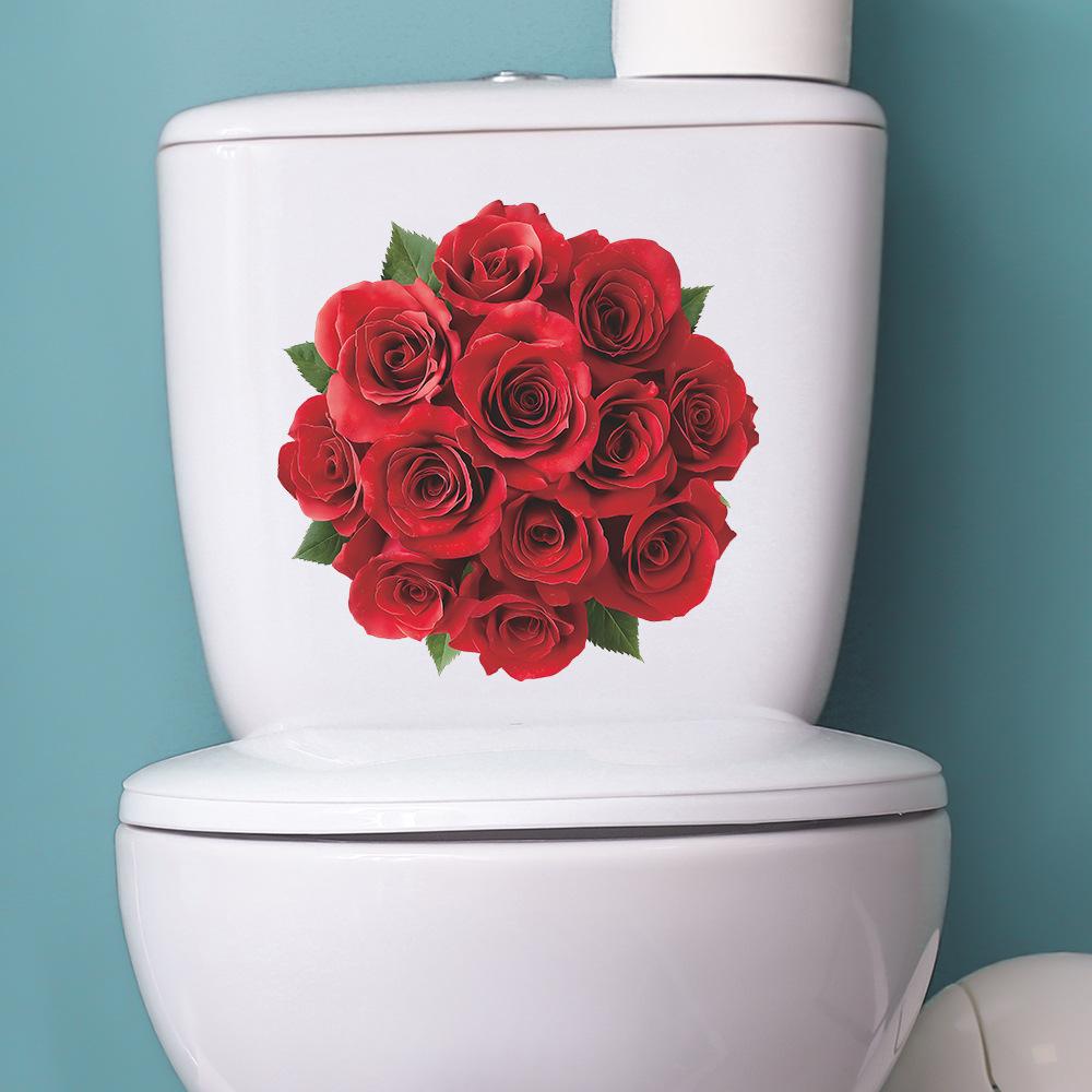 Painted Rose Bouquets Bathroom Decoration Beautification Wall Stickers