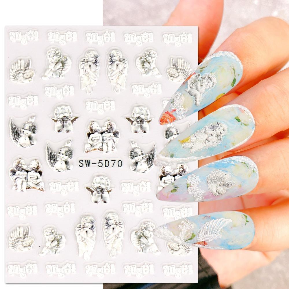 

Art Angel Wings Nail Art Decorations Angel Nail Stickers Flowers Nail Decals Rose Nail Stickers SW-5D72