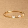 Women’s Dainty Opal Ring In Gold Plated Band – Marquise Opal Stones with CZ Accents, Delicate Stacking Jewelry Gift for Her