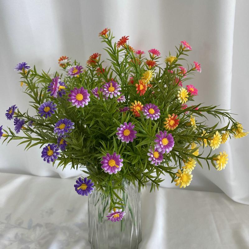 Sunflower Bouquet Plastic With Green Leaves For Outdoor Decorations Wedding