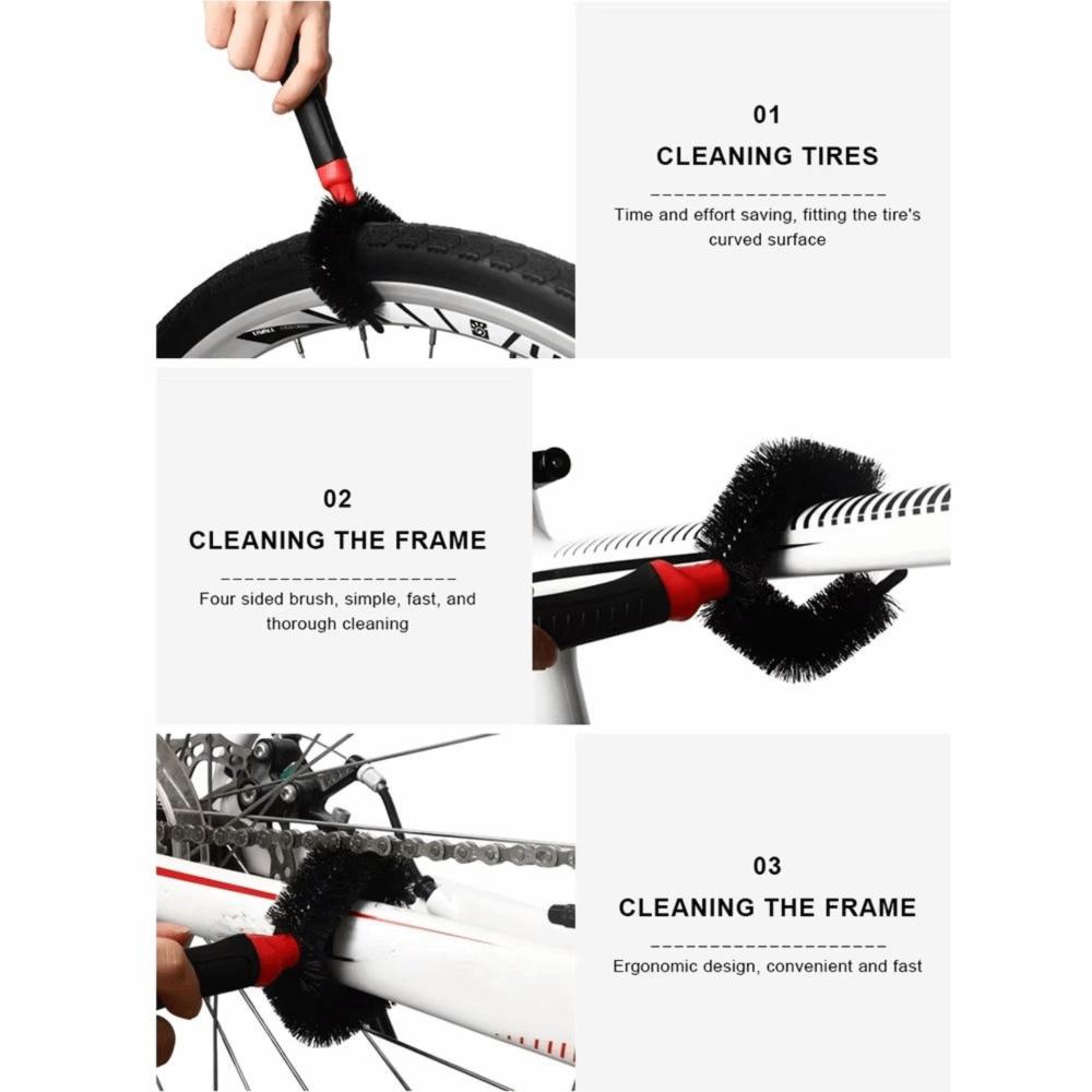 3Pcs Portable Bike Chain Brush Multi-functional Bicycle Cleaning Kit Chain Scrubber  Mountain Bike
