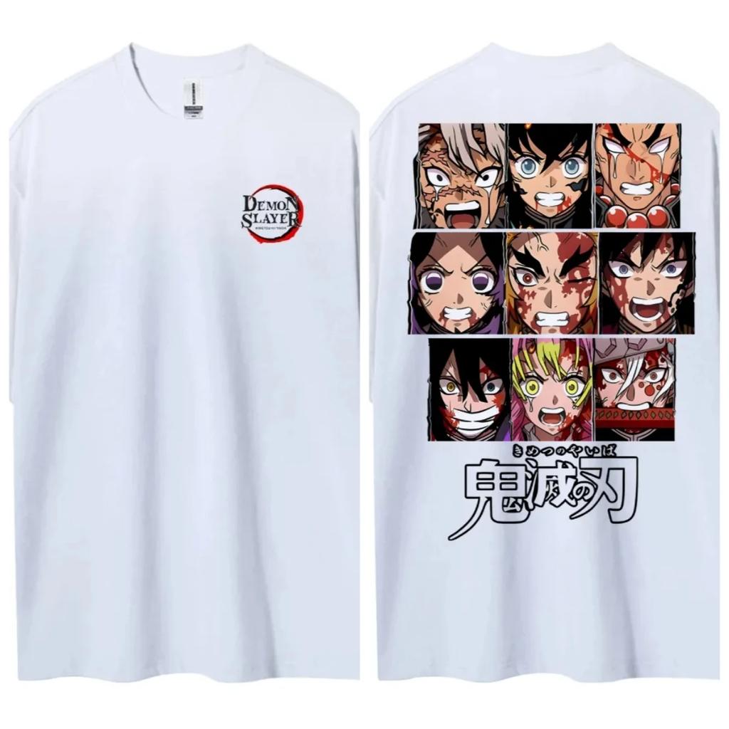Hot Sale Anime Peripherals Demon Slayer Manga Graphic Print Short-sleeved Men Women Cotton Comfortable Soft  Loose Casual Oversized Top Summer New Tee