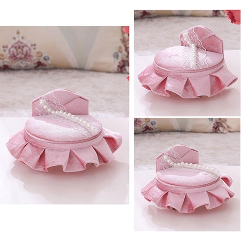 Openable Pink Furniture Jewelry Box Earrings Bracelet Ring Necklace Display Storage Cases Mini Armchair for Dollhouse