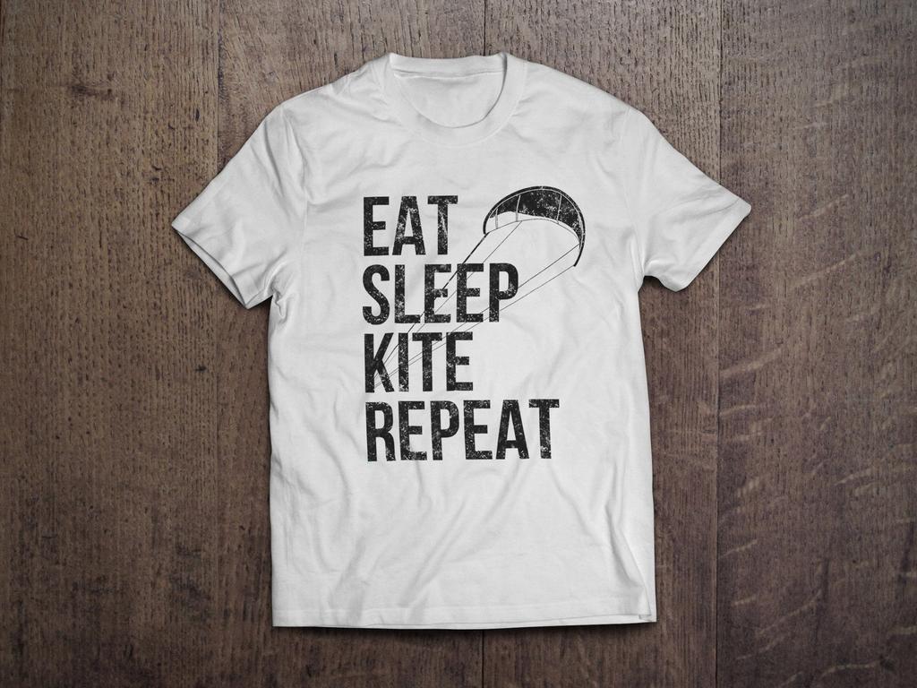 Eat Sleep Kite Repeat Vintage Kitesurfing / Heavyweight Cotton Unisex T Shirt with Print Tee Top