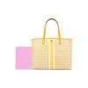 Tory Burch Perry Quilted Logo Commuter Large Capacity Leather Tote Bag Women Tote Yellow Multicolor 82398-703