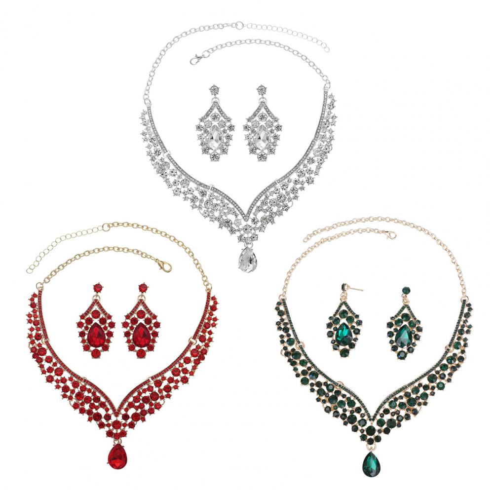 1 Collection Necklace Earrings Collection Rhinestone Necklace Earrings Prom Wedding Party Bride Symmetric Dangle Earrings Formal Occasions Nec