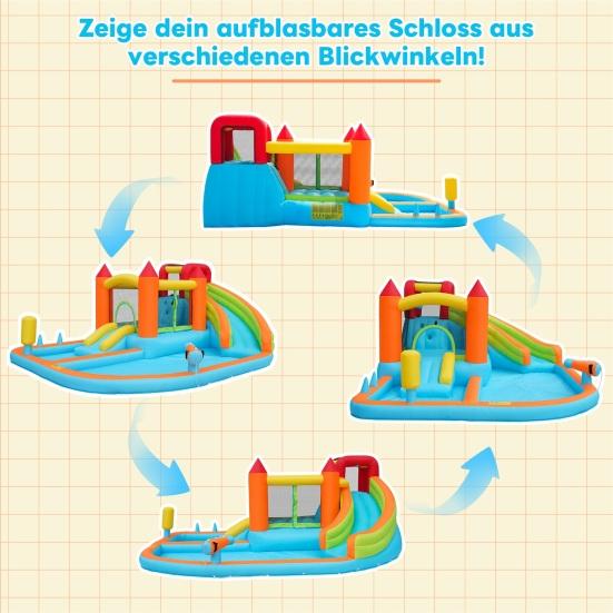 Outdoor Water Park Children Bouncy Castle Multifunctional with Inflatable Blower Double Slide Bouncing Castle