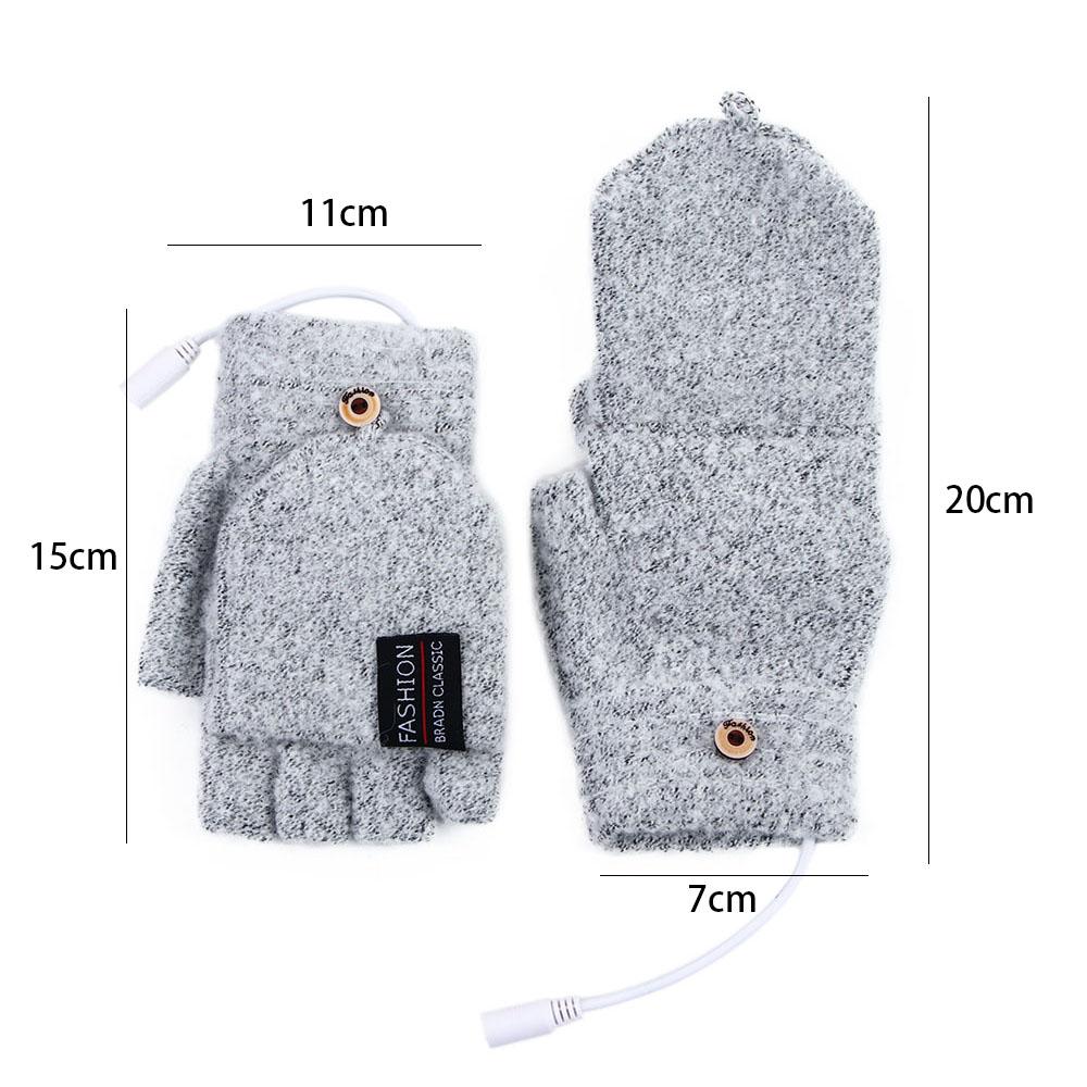 Gloves Velvet USB Electric Heated Gloves Knitted Cashmere Gloves Winter Heated Gloves Female Gloves
