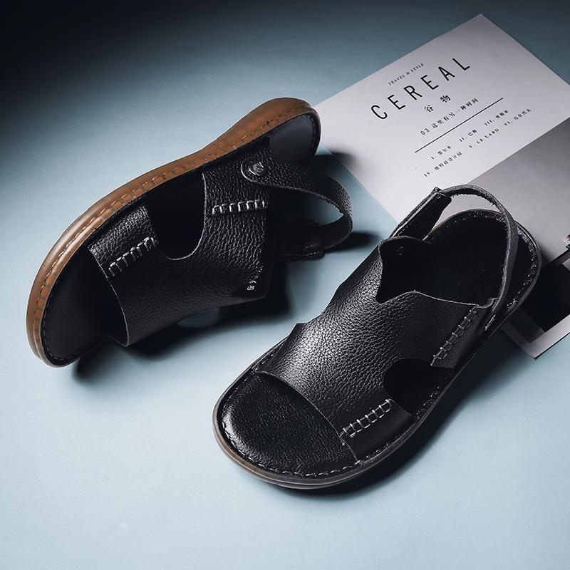 Fashion 2025 Business Casual Shoes Genuine Leather Jelly Sole Sandals Men Anti-Slip Soft Sole Slippers Breathable Slip-On Dress Sandals