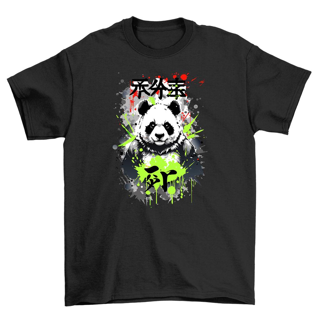 Ink Splatter Panda Anime T-Shirt Mens Womens Tees Top - Funny and Adorable! Unleash Your Inner Panda-mo