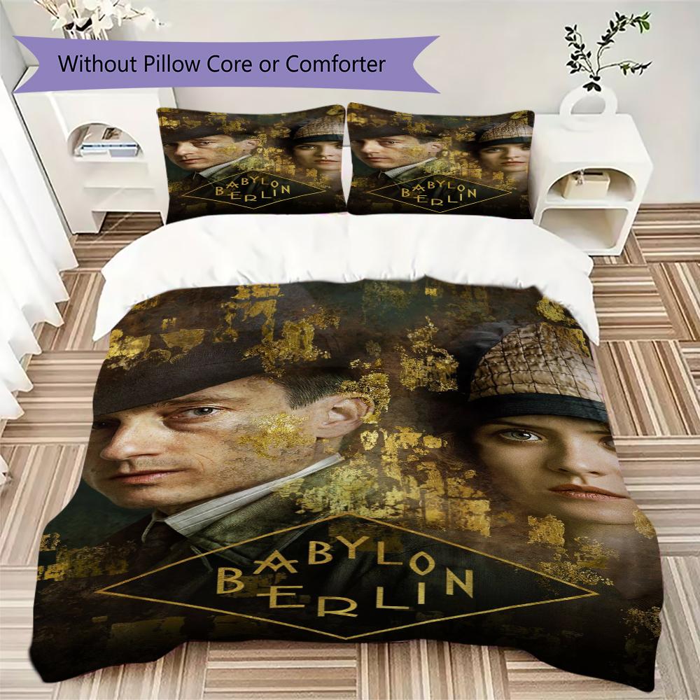 Babylon Berlin Pattern Bedding,Quilt Set Quilt Cover Pillowcase Home Birthday Gift(1 * Duvet Cover + 2 * Pillowcase, Without Core)_lx