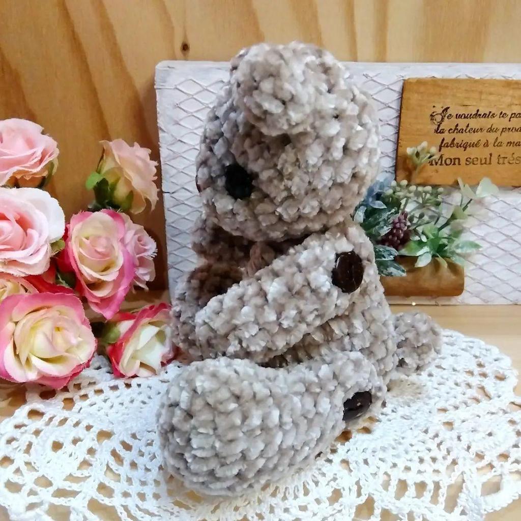 [USED] Fluffy Round-faced Kurumi-chan Teddy Bear, Handmade Knitted Doll
