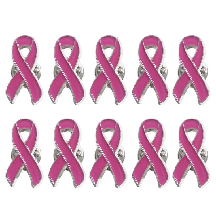 

10xPink Ribbon Enamel Brooches Breast Cancers Awareness Hope Lapel Pin Buttons Badges Sweater Bag Backpack Jewelry Gift 1