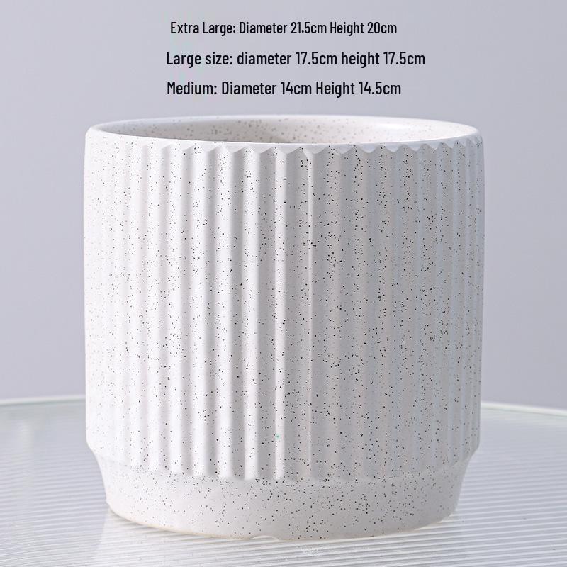 Large White Nordic Ceramic Pot - Tiger-Patterned Luxury Orchid Vase