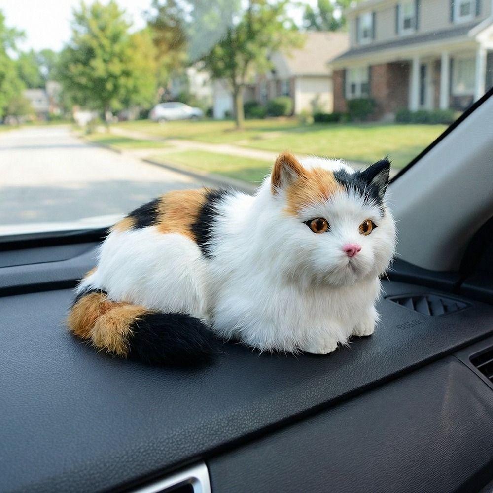 Cartoon Simulation Cat Doll Cozy Fluffy Desktop Decoration Realistic Kitten Decoration  Collectible