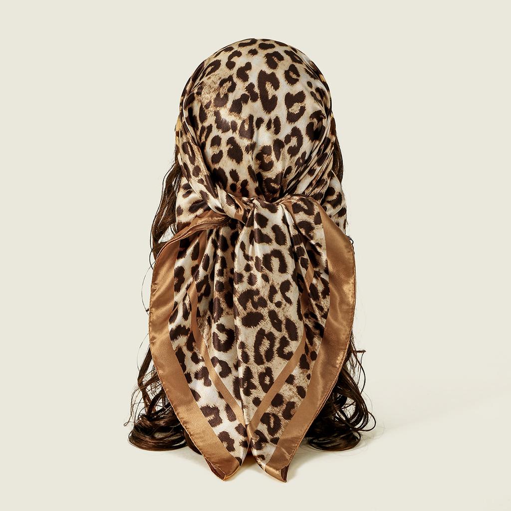 90*90cm Leopard Printed Square Scarf Women Luxury Designers Scarf Fashion Dot Headband Matte Satin Silk Hair Band Handkerchief