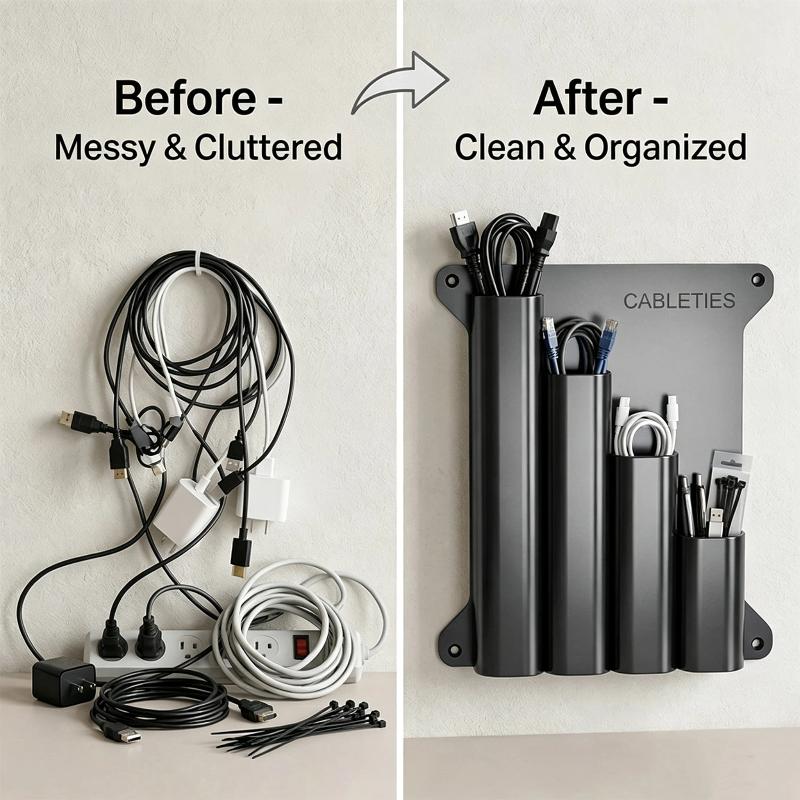1Pcs Wall Mount Cable Tie & Tool Organizer 4/5-Slot Holds Multi-Size Zip Ties For Garage Workshop Accessories