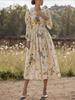 Vintage Casual V-Neck Floral Long Sleeve Women's Dress Maxi Dress Spring New Arrival