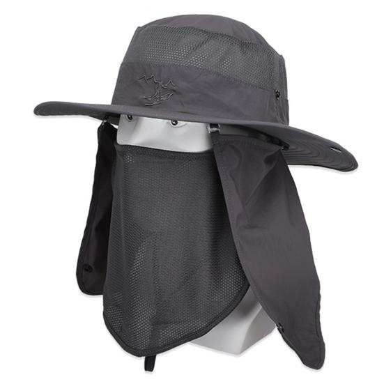 Pălărie de Soare cu Coardă Rezistentă la Vânt Sistem de Umbrar la 360 de Grade Bor Margine Ondulată Pliabilă Pălărie de Exterior cu Protecție Facială Șal