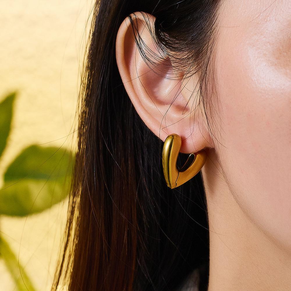 European Retro Simple Titanium Steel Twisted Braid Ear Cuff and Stud Earring for Women
