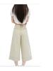 Trendy Summer Vintage High Waist Draped Wide Leg Straight Denim Cropped Capri Pants Versatile Slimming Classic Daily Pants