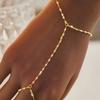 Europe and America Imitation Pearl Beaded String Finger Bracelets for Women Bohemia Pearl Hand Chain Holiday Hand Jewelry Gifts
