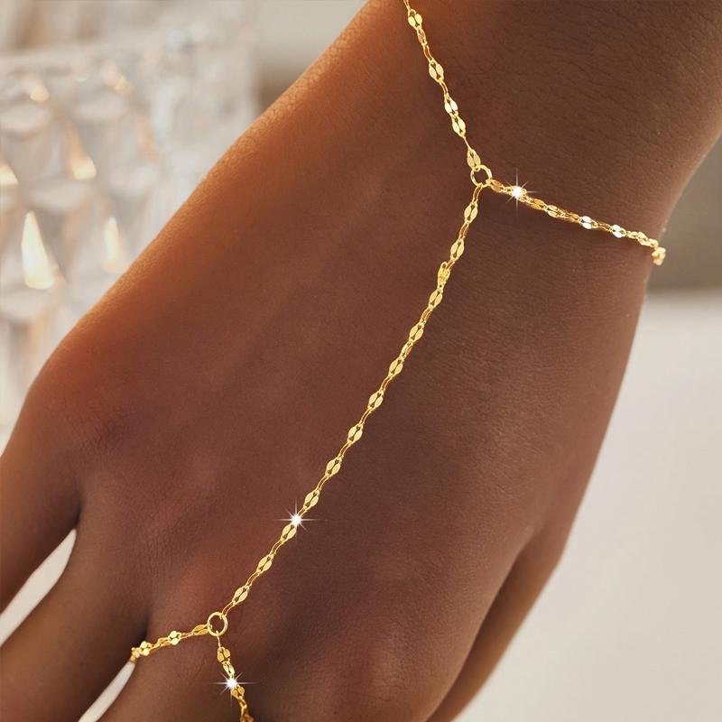 Europe and America Imitation Pearl Beaded String Finger Bracelets for Women Bohemia Pearl Hand Chain Holiday Hand Jewelry Gifts