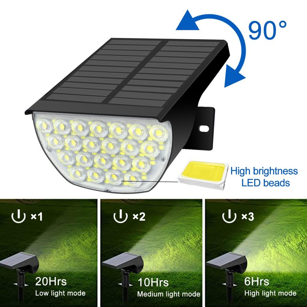 New Solar Spot Lights Outdoor Garden 76 LED Landscape Spotlight IP65 Waterproof Solar Garden Lights 3 Mode Yard Driveway Pathway