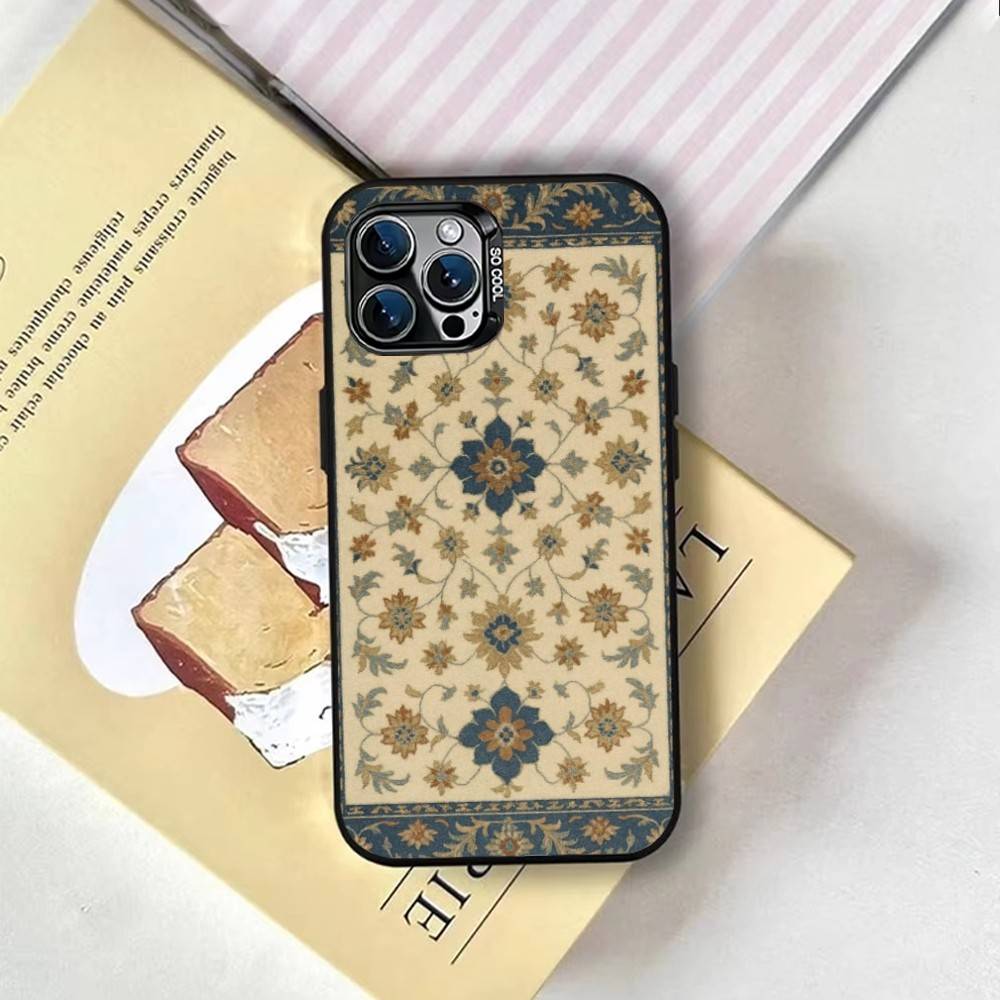 Persian Carpet Floral Pattern Phone Case For iPhone 17,16,15,14,13,12,11 Plus,Pro Max,XS,Colorful Silver Phone case Funda Cover