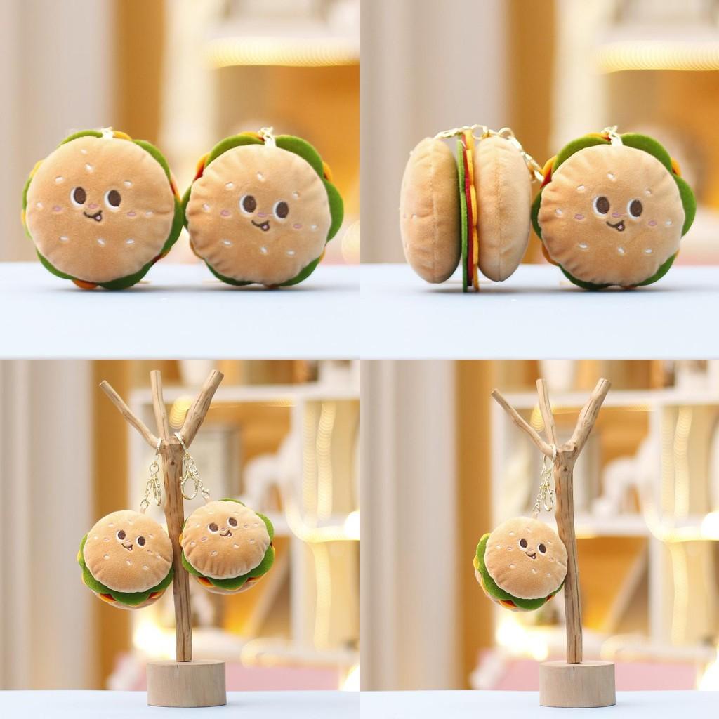 Plush Hamburger Keychain With Cute Design Perfect For Girl Backpack Accessories