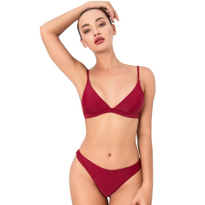 European and American sexy bikini swimsuit women s suspender bikini triangle swimsuit S