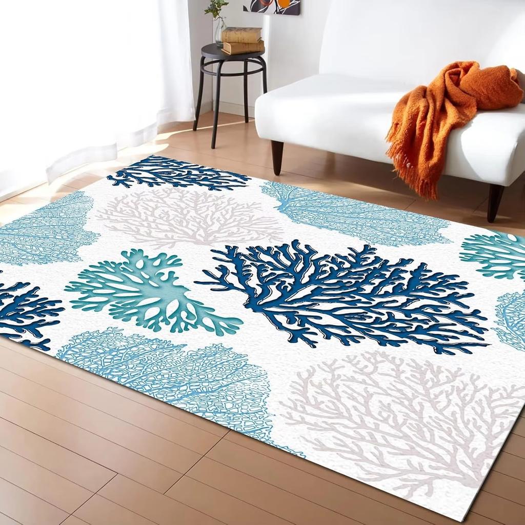 Ozeanwald Retro Dekorative Flanell-Teppich, Strandbedruckter Wohnzimmer Sofa, Couchtisch, Eingangsbereich Fußmatte, Heimdekoration