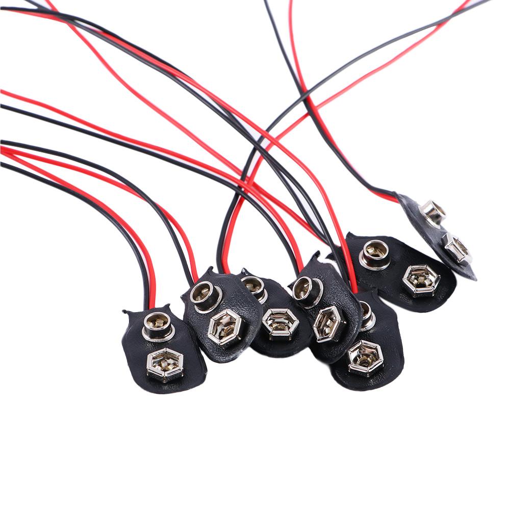 

PP3 Holder Clip Plug 10CM Cable Lead Wire Tools Connector Buckle Battery Holder Clip Snap on чорний