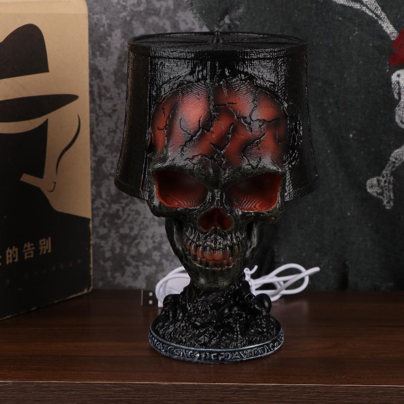 Halloween Gothic Skull Lamp Usb Plug Lava Skeleton Decorations For Home Desktop Ornaments Gift