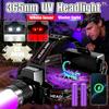365nm UV Headlamp Powerful Head LED Light Headlight 18650 USB Rechargeable Head Flashlight Black Light Head Lamp Hunting Fishing