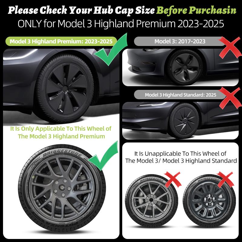 AKX1 4PCS for Model 3 Highland 2023-2026 Wheel Cover 18 Inch Hubcap New Blade Style Wheel Cover Rim Hubcaps Car Protection for Tesla