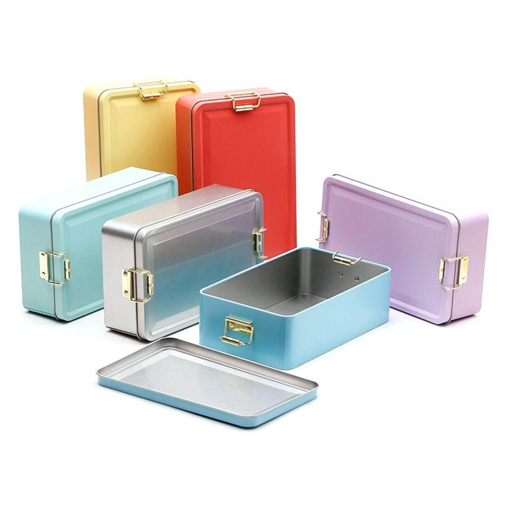 With Lid Tinplate Box Rectangular Shape Multi Color Metal Storage Box Durable Material Buckle Candy Box Gift Packaging