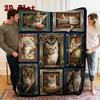 Feline Portraits 2D Flat Pattern Flannel Blanket, High Quality All Seasons, Home Decor, Warmth and Comfort, Perfect for Christmas Gifts.
