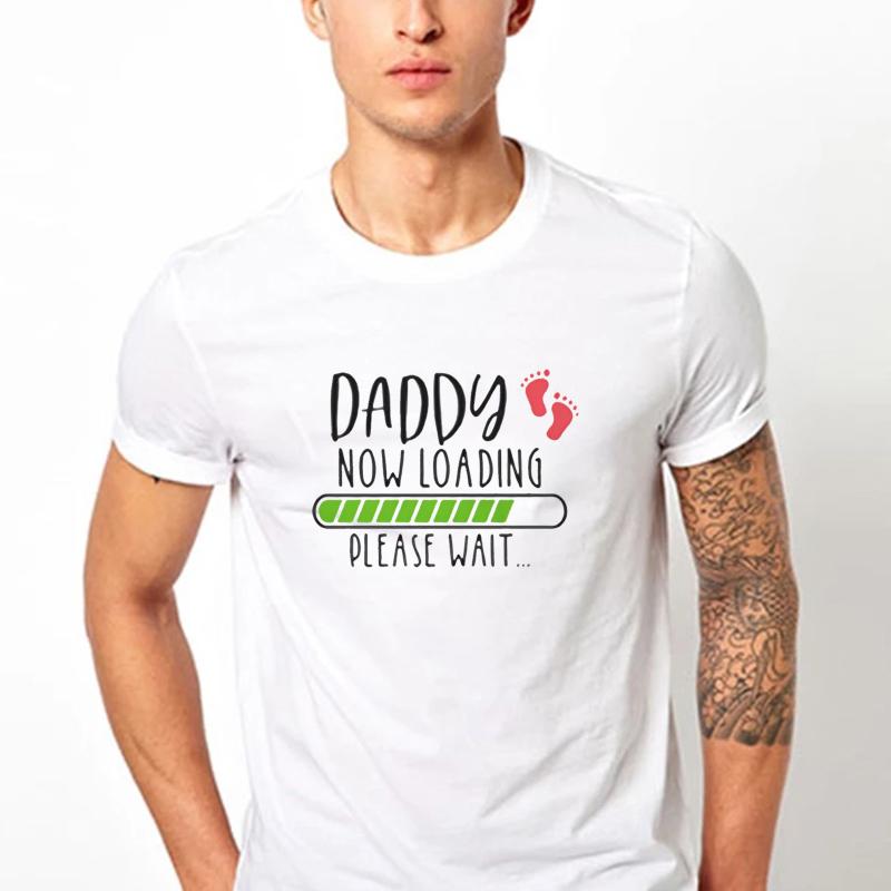 Mommy Daddy Loading Please Wait Cartoon Printed Tshirt Tops Couple Pregnant Announcement Camisetas Maternity Tshirt Family Tee