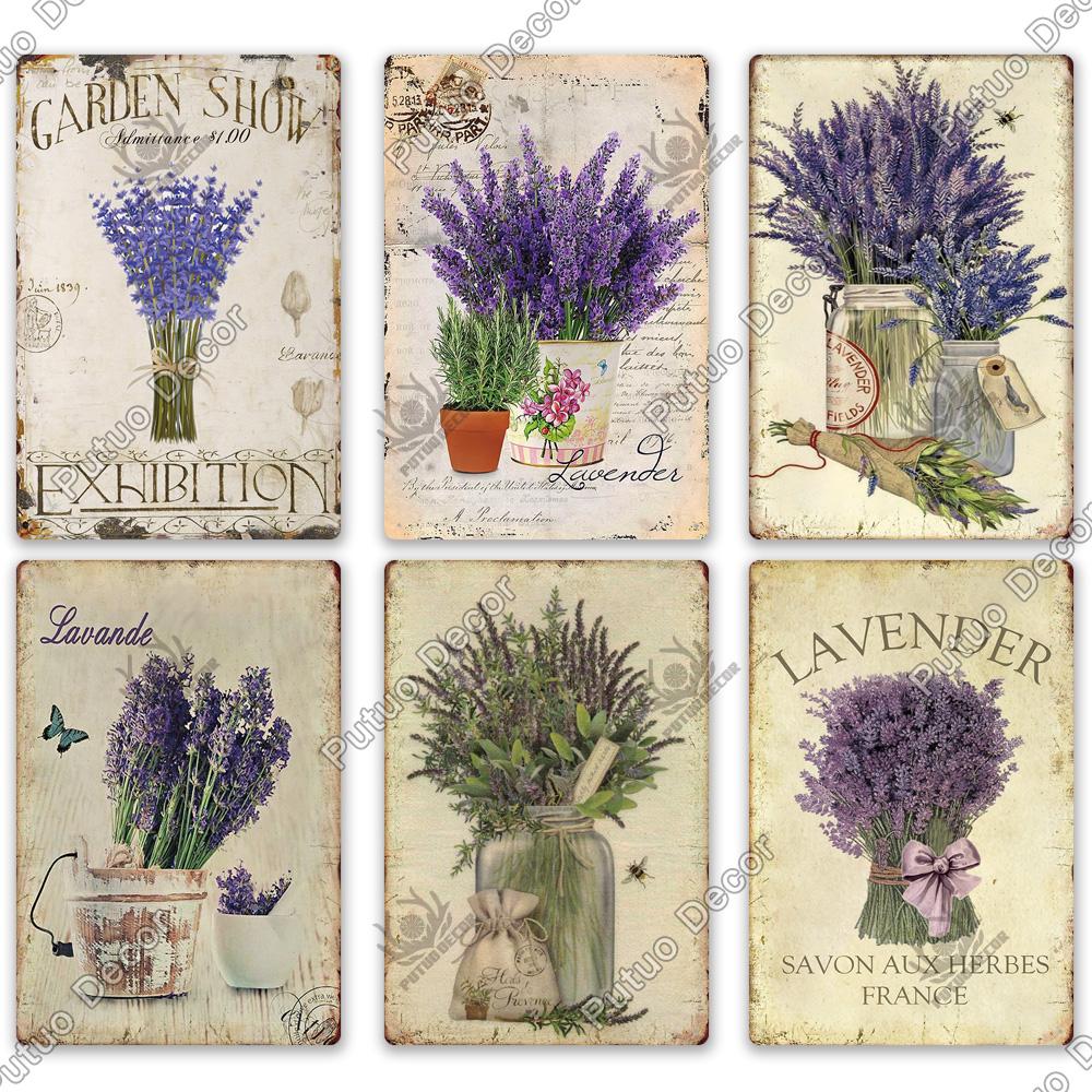 Putuo Decor Flower Vintage Poster Plaque Metal Tin Sign Wall Decorative for Barn Room Kitchen Garage Iron Painting
