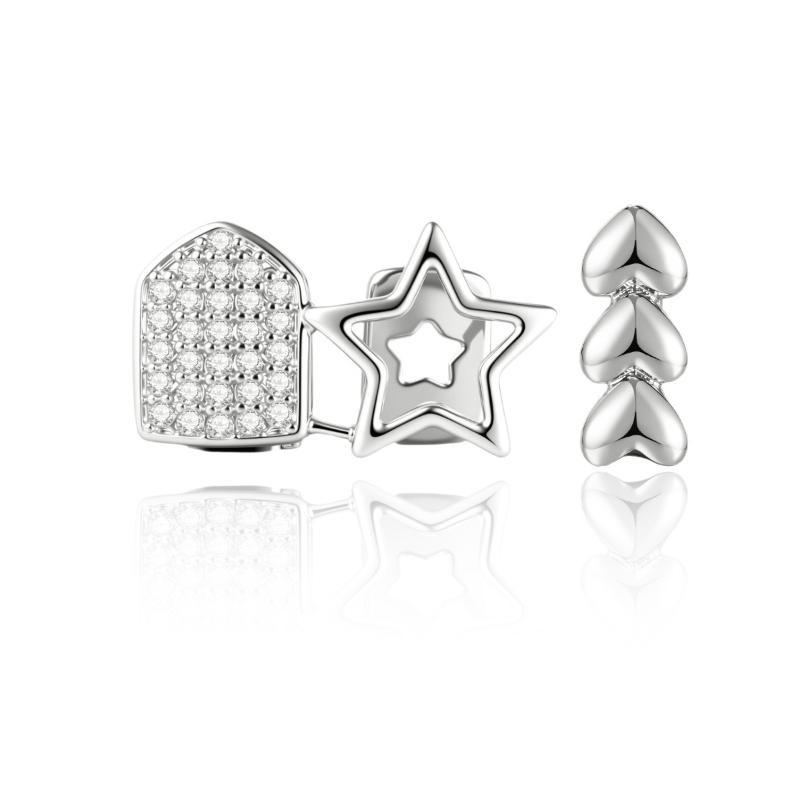 1/2Pcs Geometric Irregular Tooth Grill Dual Hollow Five Star Dental Decor for Club Night Out Styling