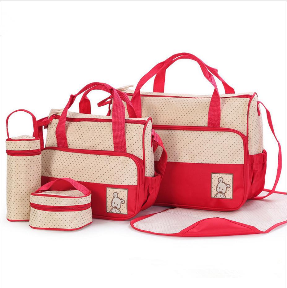 Waterproof Fashion Mommy Bag Set: Multifunctional Crossbody, Large Capacity, Single Shoulder, Handheld, 5 Pieces