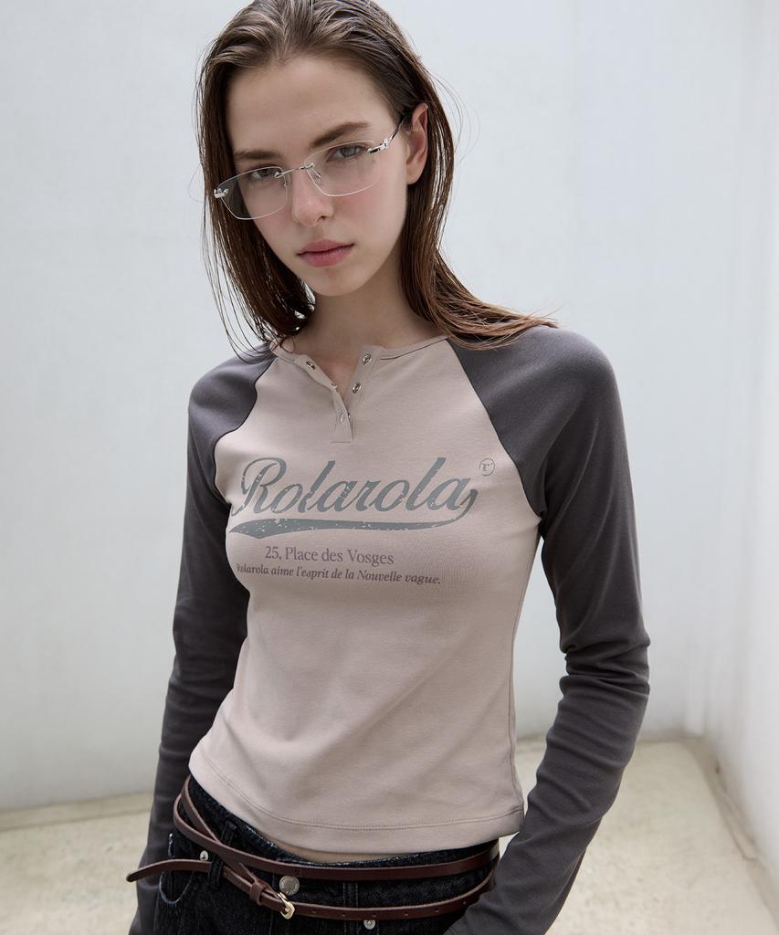 ROLAROLA Vintage Logo Raglan T-Shirt Be+Ch