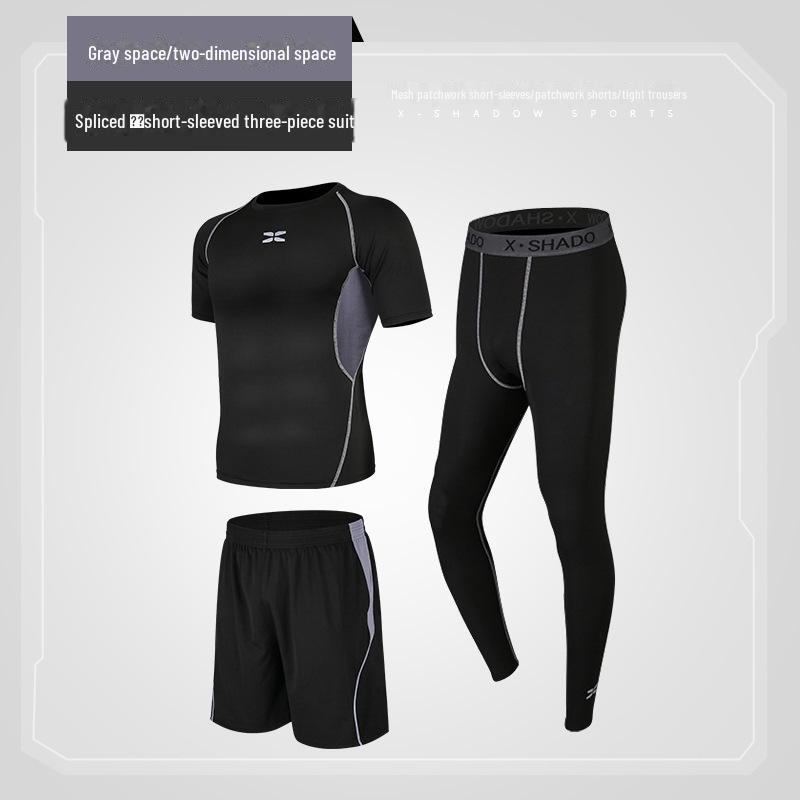Men's Casual Fitness Running Suit: Shorts & Short-Sleeved Tights for Yoga & Training
